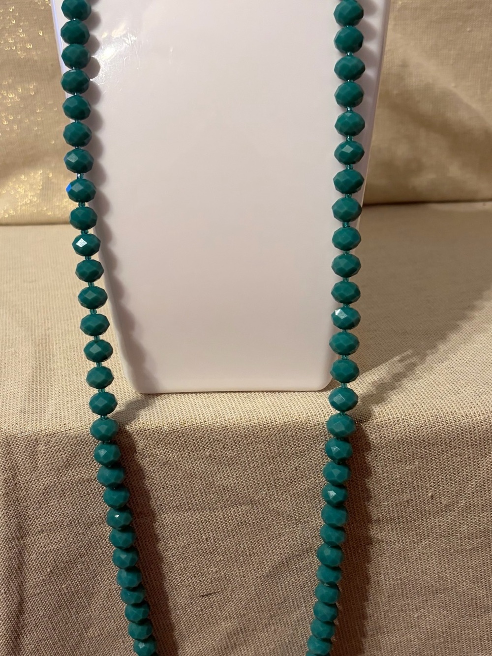 Turquoise-Colored Beaded Long Necklace - Women Jewelry - Picture 2 of 4